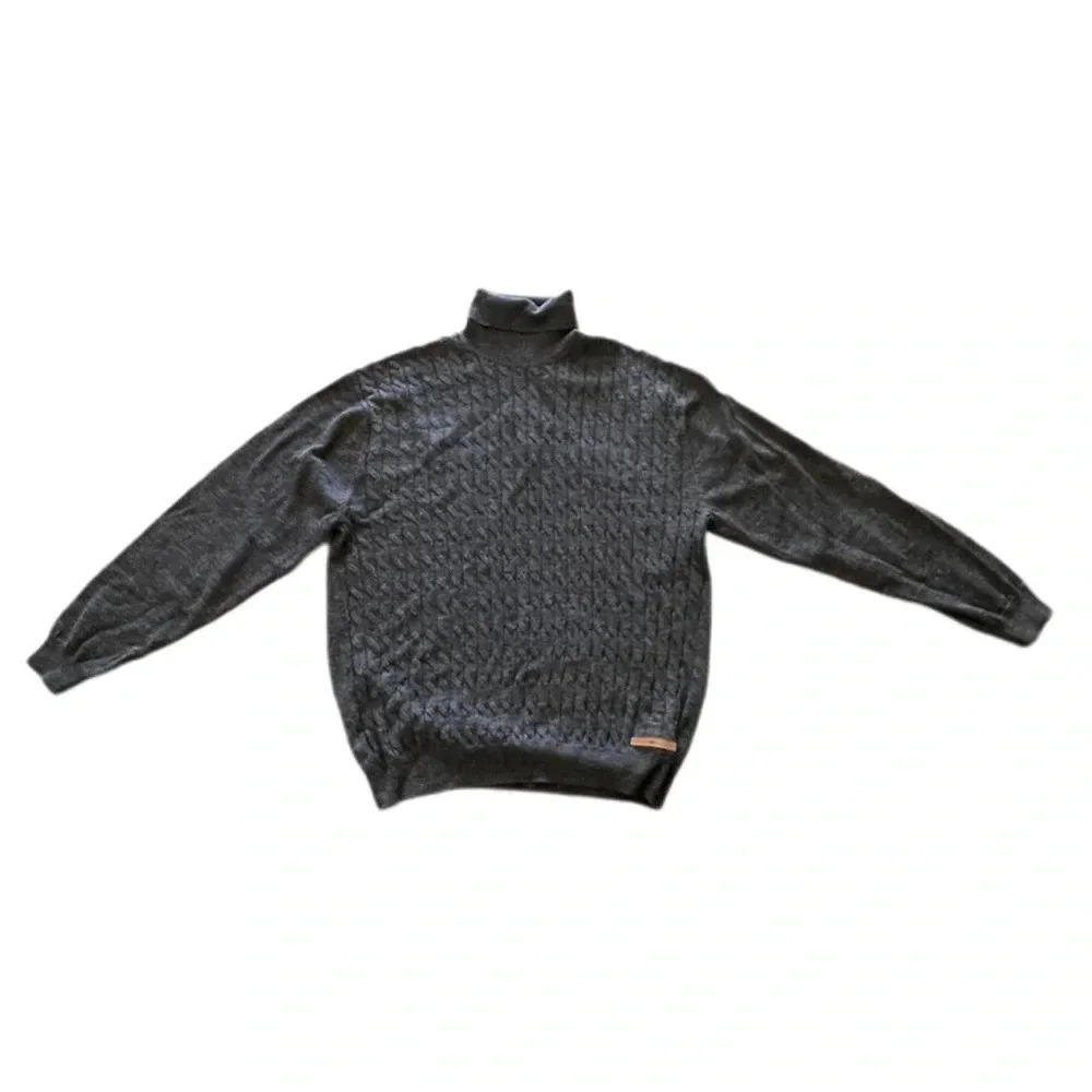 Joseph Abboud Gray Wool Blend Turtleneck Men’s. Sweater with elbow pads XL - Picture 4 of 13